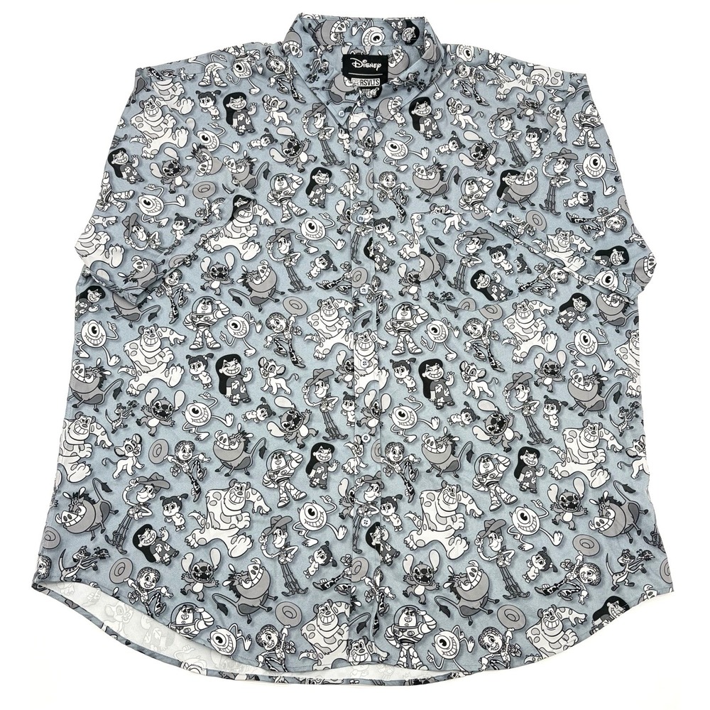 RSVLTS x Disney Mickey Mouse "Pie-Eyed Party" Button-Up Shirt 3XL
